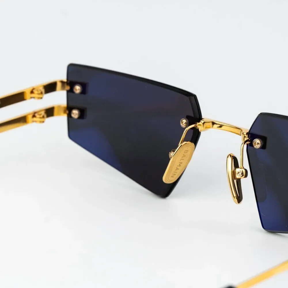Balmain Women Sunglasses Titanium Gold Black Grey Geometric FIXE BPS-123A-54